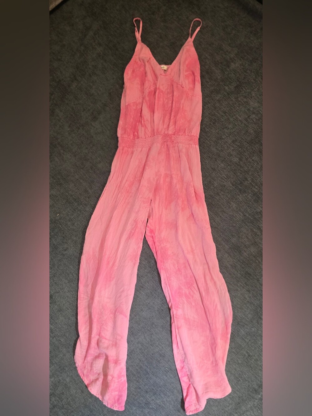 Khush Nova Luna Pink Tie Dye Split Leg Jumpsuit 100 Rayon L